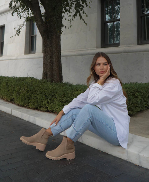 Dolce Vita Huey Waterproof Booties in Mushroom Suede