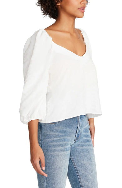 Steve Madden Stevie Textured Top in Optic White