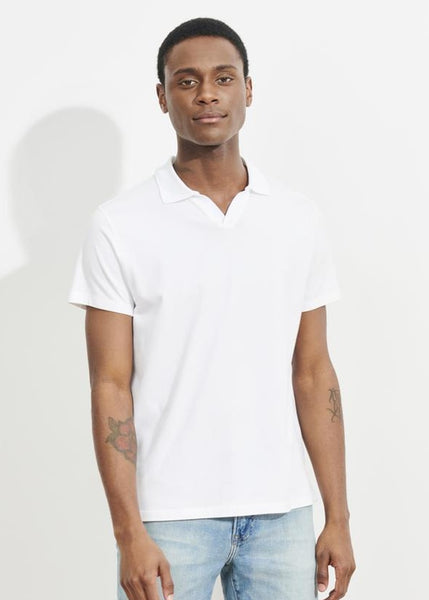 Patrick Assaraf Pima Cotton Stretch Open Polo - White