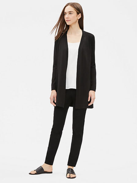 Eileen Fisher Tencel Stretch Long Cardigan - Black