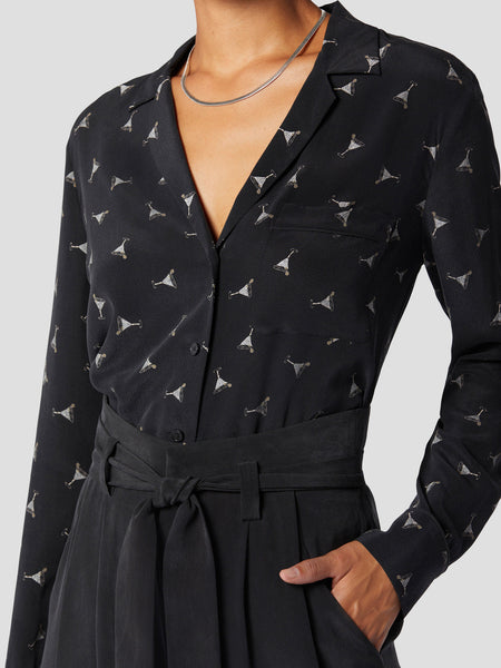 Equipment Keira Long Sleeve Shirt in True Black Multi