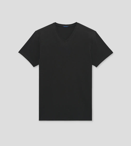 Patrick Assaraf Pima Cotton Stretch V Neck T-Shirt - Black