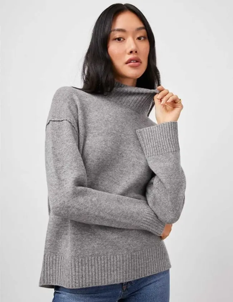 Rails Sasha Mock Neck Cashmere Blend Sweater in Heather Grey