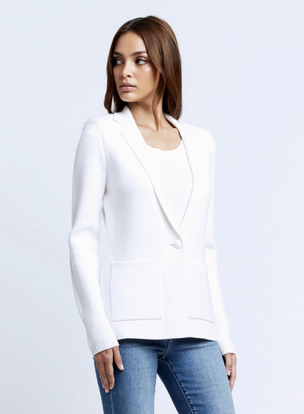 L'AGENCE Lacey Knit Blazer in White