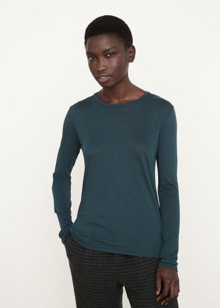 VINCE. Essentials Long Sleeve Crew Tee in Sequoia