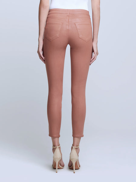 L'AGENCE Margot Hi Rise Ankle Skinny in Mocha Brown Coated