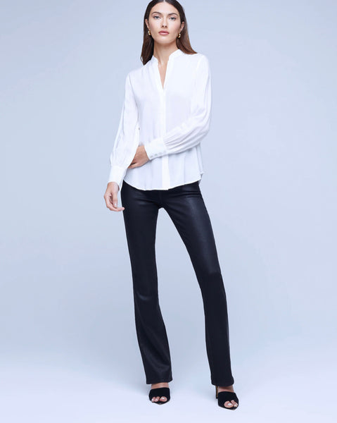 L'AGENCE Aaron Wide Cuff Blouse in Ivory