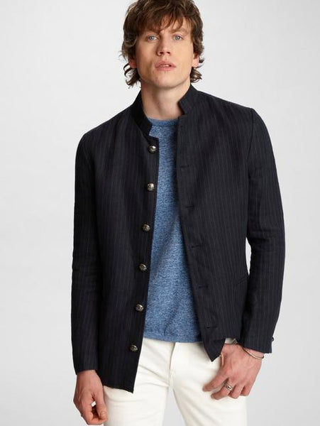 John Varvatos WILLY WASHED INDIGO PINSTRIPE JACKET Dark Navy