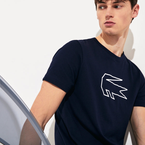 Lacoste Novak Djokovic Croc Print Tech Tee - Navy