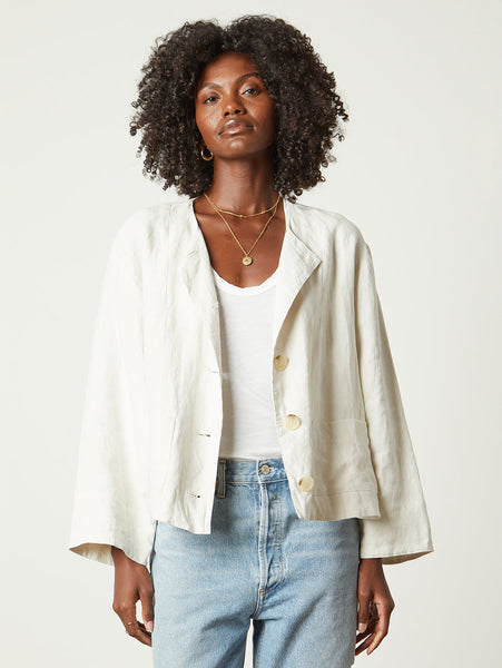 Velvet Brielle Heavy Linen Jacket in Bisque