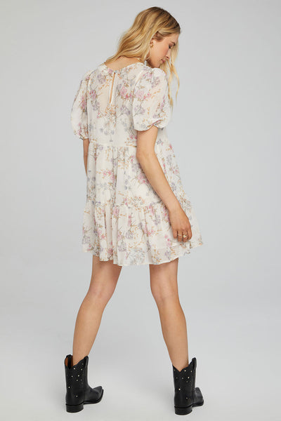 Saltwater Luxe Tyler Short Sleeve Floral Dress in Vanilla