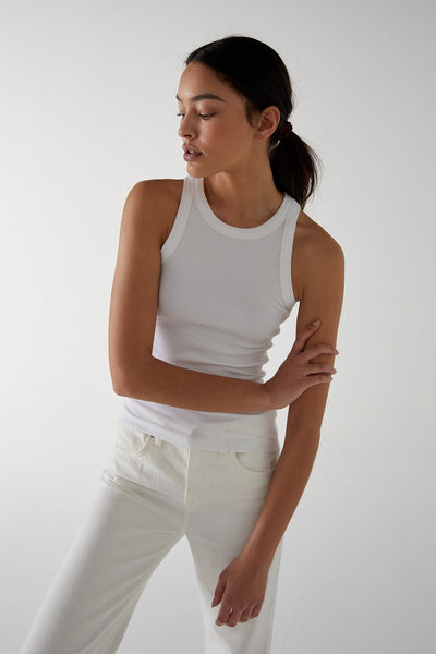 Velvet Cruz05 Modal Rib tank top in White