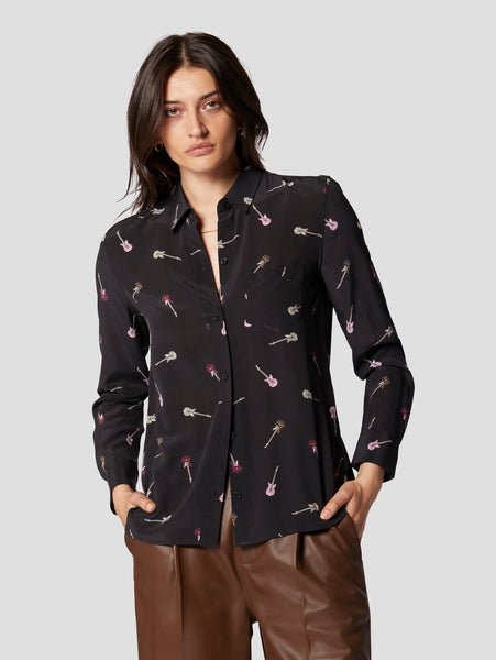 Equipment Leema Silk Guitar Shirt in True Black Multi