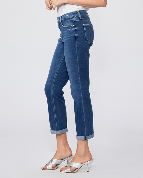 Paige Brigitte Midrise Slim Boyfriend Jean In Eiffel Distressed