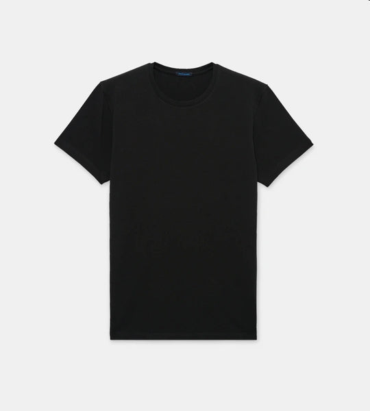 Patrick Assaraf Pima Cotton Stretch S/S Crew - Black