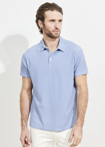 Patrick Assaraf SS All Over Print Polo - Light Blue