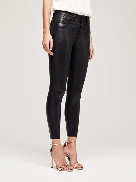 L'AGENCE Margot Hi Rise Ankle Skinny in Black Coated