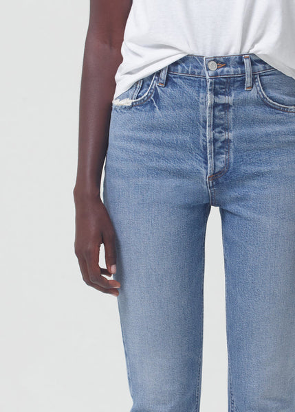 AGOLDE Riley High Rise Straight Long Jean in Cove