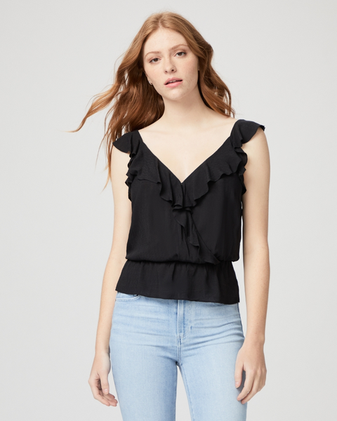 Paige Fenna Cap Sleeve Top in Black