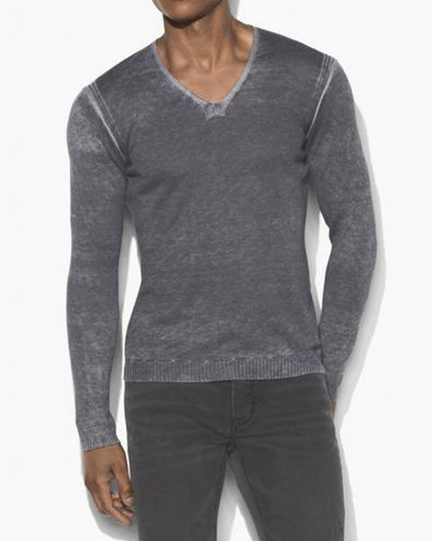 John Varvatos L/S V Reverse Print Sweater