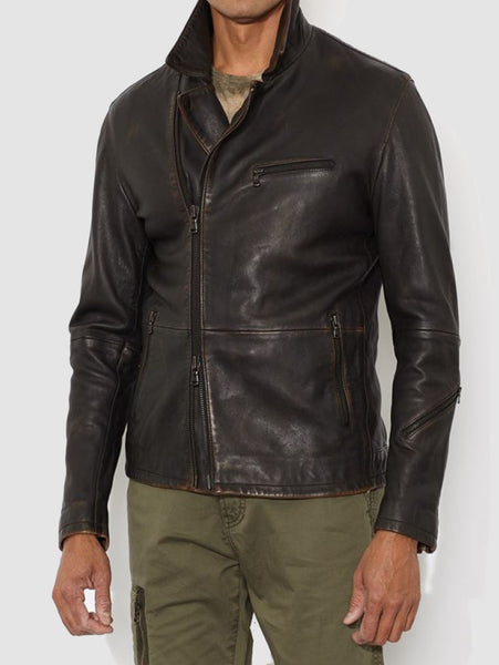 John Varvatos NAILHEAD LEATHER BIKER JACKET - Black