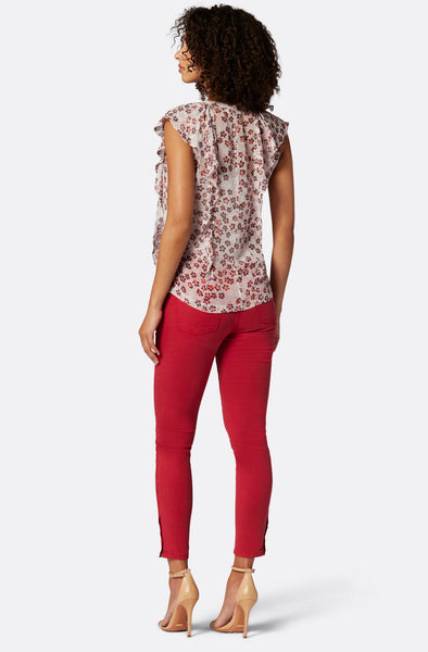Joie Raquel Silk V-neck Floral Blouse in Gray Lilac Multi