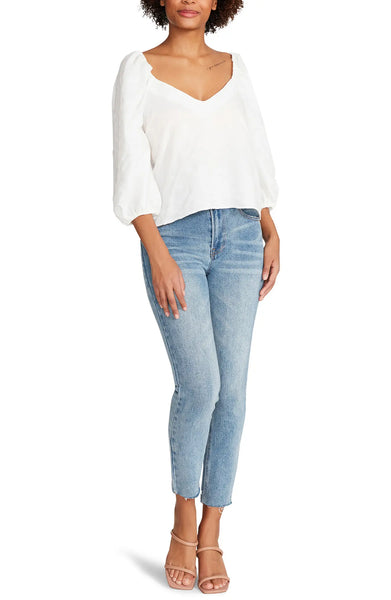Steve Madden Stevie Textured Top in Optic White