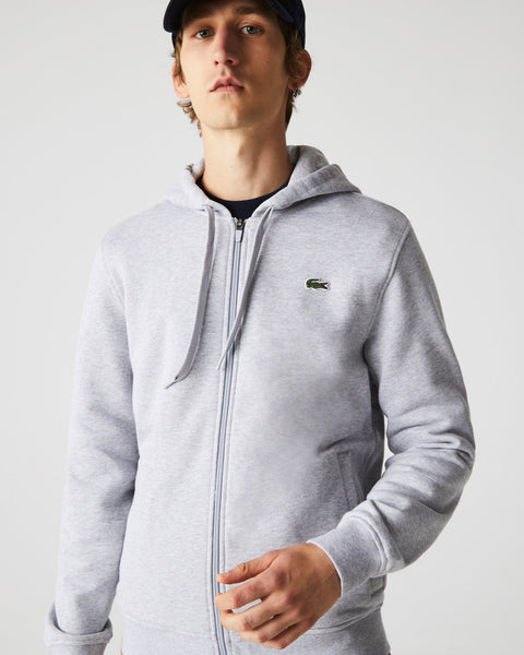 Lacoste SPORT Hooded Lightweight Bi-material Sweatshirt - Light Grey