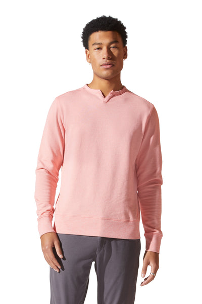 Good Man Brand White Marl French Terry Victory V-Notch Sweatshirt - Pink Icing