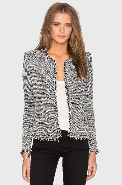 IRO Azure Fringe Jacket - Black/Ecru