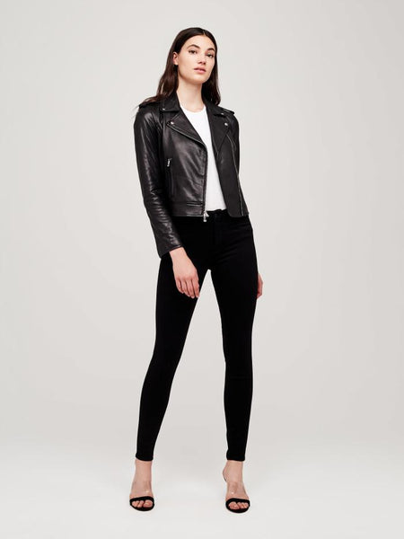 L'AGENCE Leather Biker Jacket in Black