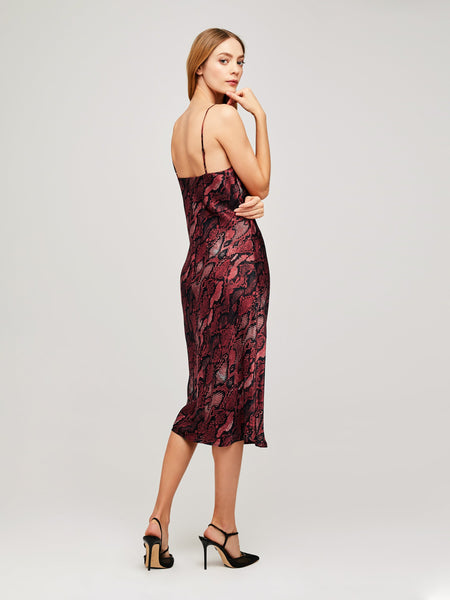 L'AGENCE Jodie V-Neck Slip Dress in Garnet/Blk