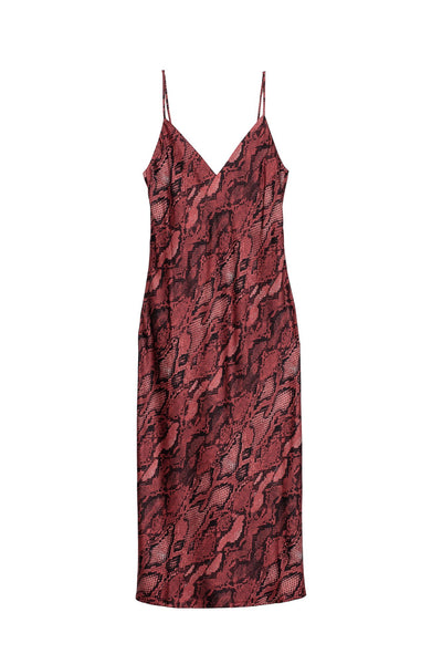 L'AGENCE Jodie V-Neck Slip Dress in Garnet/Blk