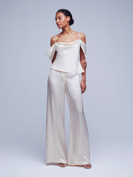 L'AGENCE Ellington Draped Sleeve Cami in Pearl