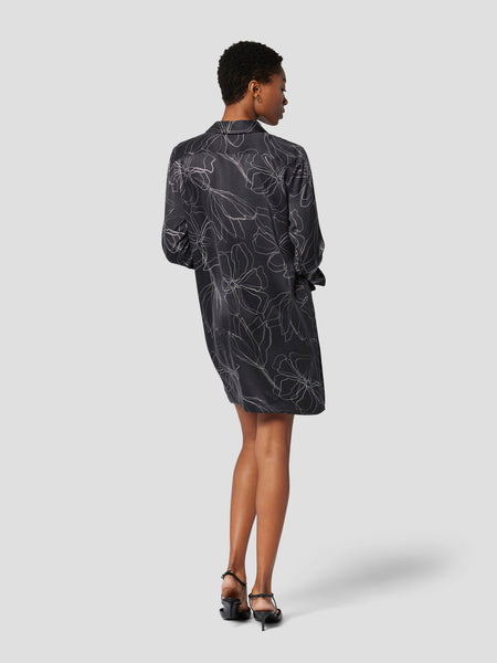 EQUIPMENT Elena Silk Satin Shirtdress in  Black White