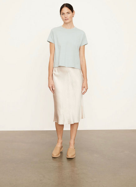 vince. Neppy stripe s/s Shrunken Crew Tee in Pale Bay/Offwhite