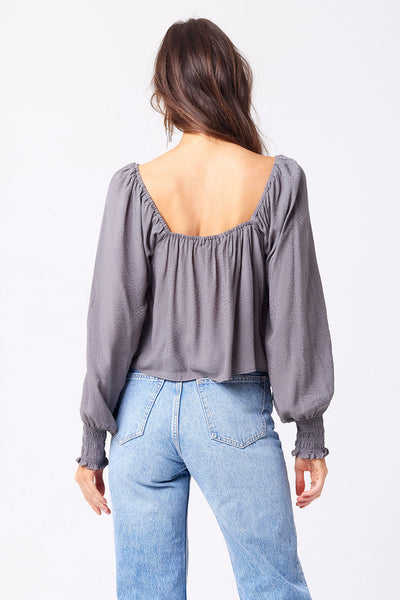 Saltwater Luxe Mel Tie Neck Long Sleeve Top in Willow