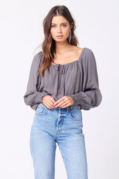 Saltwater Luxe Mel Tie Neck Long Sleeve Top in Willow