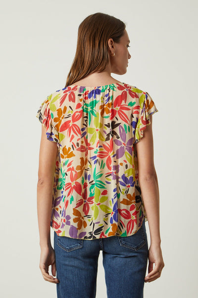 Velvet Lucia Short Sleeve Floral Print in Viola
