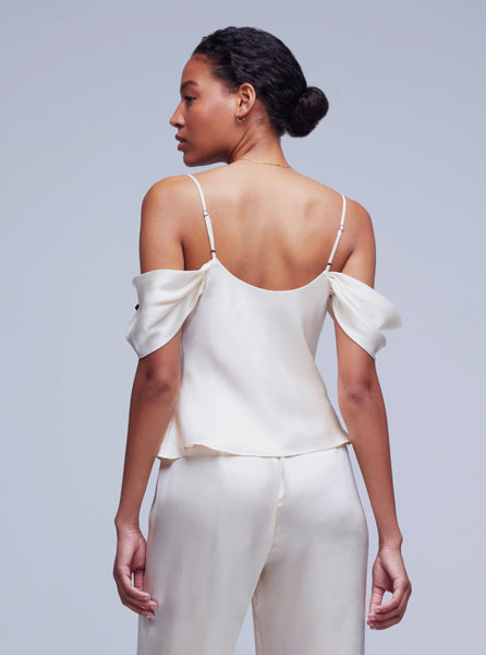 L'AGENCE Ellington Draped Sleeve Cami in Pearl