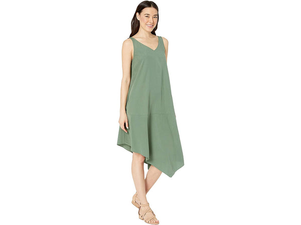 Eileen Fisher Sandwashed Tencel Asymetric Layering Dress - Black or Nori