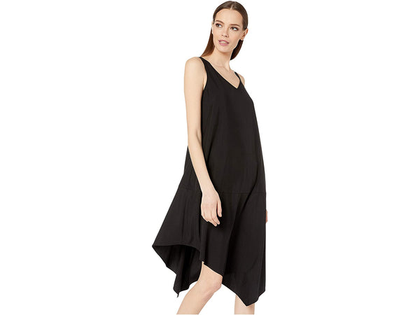 Eileen Fisher Sandwashed Tencel Asymetric Layering Dress - Black or Nori