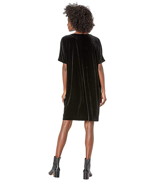 Eileen Fisher Round Neck S/S Recycled Velvet Dress