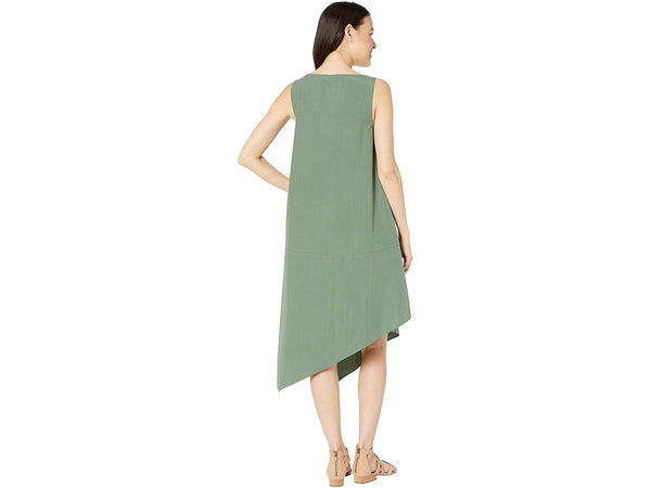 Eileen Fisher Sandwashed Tencel Asymetric Layering Dress - Black or Nori