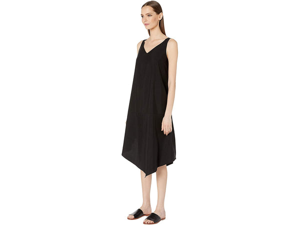 Eileen Fisher Sandwashed Tencel Asymetric Layering Dress - Black or Nori