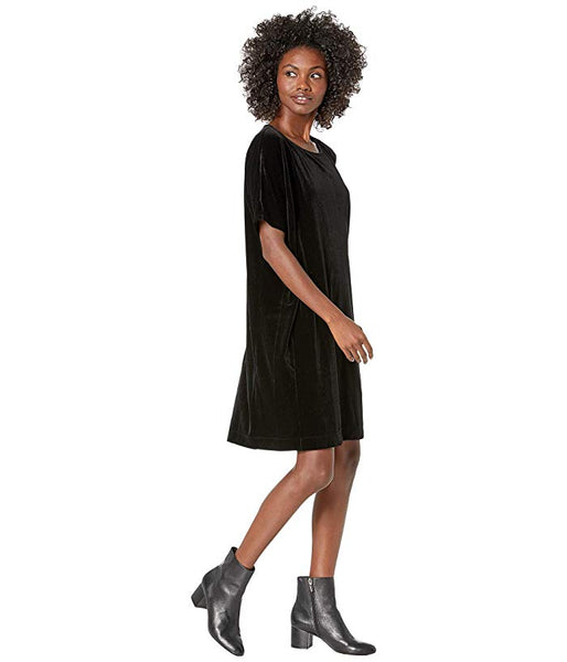 Eileen Fisher Round Neck S/S Recycled Velvet Dress