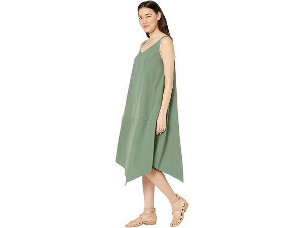 Eileen Fisher Sandwashed Tencel Asymetric Layering Dress - Black or Nori