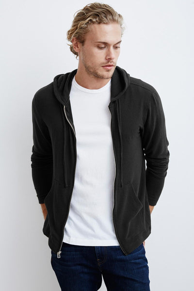 Velvet Men's Cozy Jersey Zip Hoody Loudon01 Black