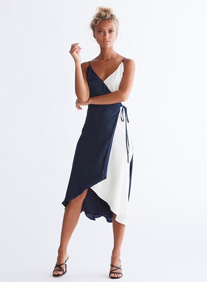 Ali Jay Cali Romanza Midi Dress in Navy Ivory