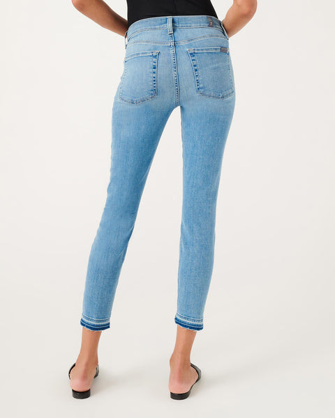 7 For All Mankind Ankle Skinny Release Hem in Alta Blue